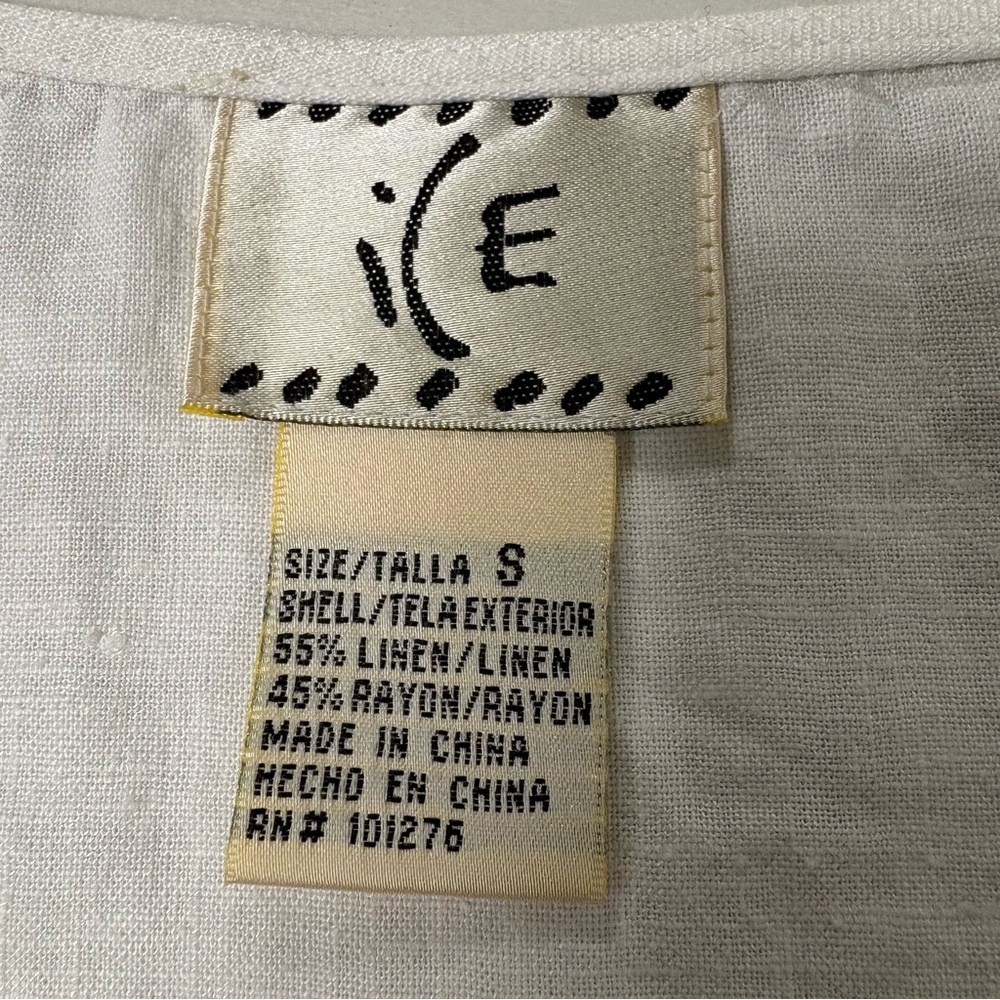 White Embroidered Womens Linen Tank Top Small - Picture 11 of 11